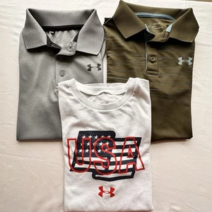 Under Armour Boys Heatgear Polo Shirts Plus Tshirt Size Youth Large Lot of 3 - Picture 1 of 13