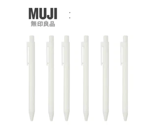 MUJI Polycarbonate BallPoint Pen Knock Type Body White 6pcs - Picture 1 of 1