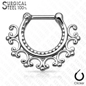 Septum Laced Edge Tribal All 316L Surgical Steel Septum Clicker 16g - Picture 1 of 1