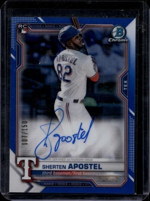 2021 Bowman Chrome Sherten Apostel Rookie Autographs Blue Refractor #/150 - Image 1 of 2
