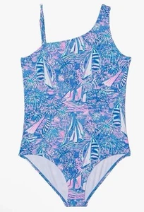 Lilly Pulitzer Girl's Tiara Swimsuit UPF 50+ Boca Blue Its a Sailabration Size 8 - Picture 1 of 10