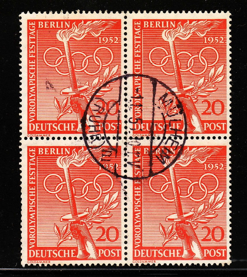 OPC 1952 Berlin Olympics 20pf Sc#9N83 Block of 4 VF Used 9553 - Image 1 of 1