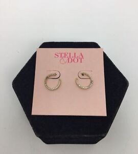 Stella & Dot Goldtone Pave Post Hoop Earrings
