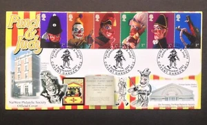 GB Natwest Phil Soc 2001 Punch & Judy Set en cubierta de primer día, Covent Garden SHS - Imagen 1 de 2