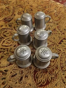 Vintage pewter 3 Sets Salt and Pepper Stein Mug shaped - Picture 1 of 4