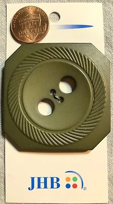 ONE JHB Large Square Green Plastic Sew-through Coat Button  2 1/4" 58mm 8568 - Image 1 of 2