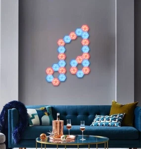 6pk LED Hexagon RGB Modular Lights Touch Control Color Changing Wall Lights - Picture 1 of 5