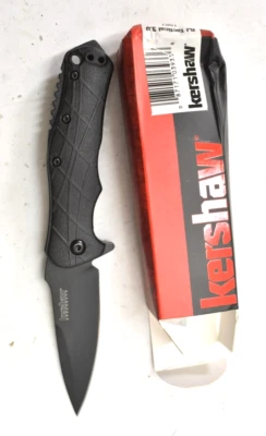 Kershaw RJ Martin Linerlock Tactical A/O Blade Black Handle Folding Knife 1987 - Image 1 of 4