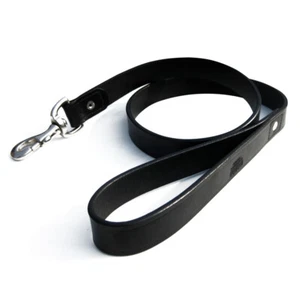 REAL LEATHER DOG LEAD 40" LONG CHROME PLATED BRASS TRIGGER IN 6 COLOURS - Picture 1 of 12