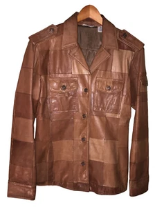 Rara Chaqueta Levi's Dry Goods De Colección Camionero Motociclista Cuero Retazos Talla M Marrón - Imagen 1 de 6