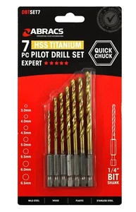 Abracs 7-teiliges Schnellspannfutter HSS Titan Pilotbohrer-Set (3,0 mm bis 6,5 mm) - Bild 1 von 1
