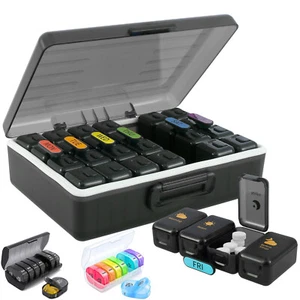 Weekly Monthly Pill Box 14/28 Slots Tablet Organiser Medicine Storage Dispenser√ - Picture 1 of 14