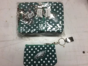 12 Count Pack Philadelphia Eagles Football NFL Zippered Coin Pouch / Keychain - Picture 1 of 4