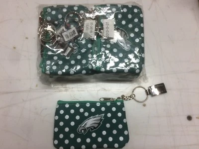 12 Count Pack Philadelphia Eagles Football NFL Zippered Coin Pouch / Keychain - Image 1 of 4