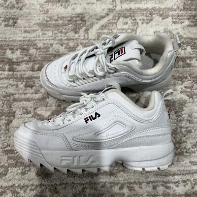 Fila Disruptor II White/Navy/Red Youth Size 3 Athletic Running Shoes FW02945-111 - Image 1 of 4