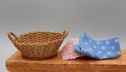 Vintage Uncle Ciggy's Wicker Basket With Laundry Dollhouse Miniature 1:12