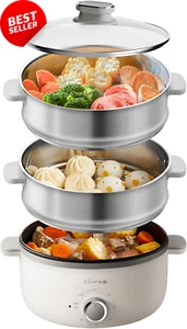 13L Electric Food Steamer, 1500W, Double Tiered, Stainless Steel, Timer - Picture 1 of 12