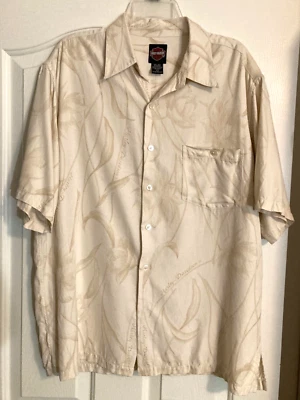 Harley Davidson Hombre 100% Seda Cruda Camisa Hawiana L Foto 1 de 4