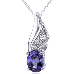 1.90 Ct Simulated Alexandrite Halo Pendanat Necklace 18 Solid Sterling Silver - Picture 1 of 1