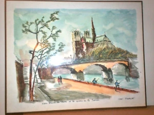 2 Ray Pierlot 1950s Paris Modern Laminated Prints Place Concorde Notre Dame - Picture 1 of 3