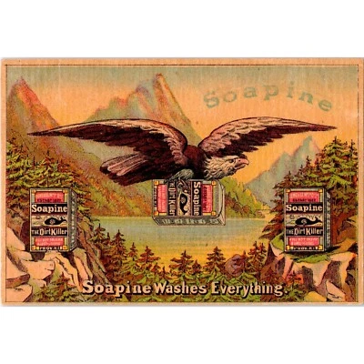 SOAPINE - Soap - Kendall Mfg Co - Flying Bald Eagle - Victorian Trade Card - Image 1 of 2