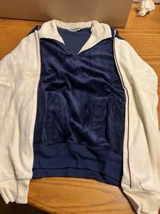 Vintage Herren L Negligee by Kennington Velour Pull Over Pullover 1/4 Reißverschluss - Bild 1 von 5