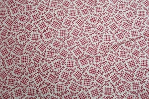 FABRIC TRADITIONS 100% Cotton YARDAGE MONOTONES Dark Red Cream checkered vines - Picture 1 of 4