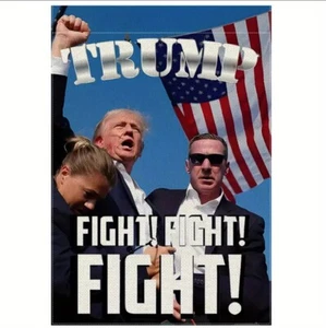 Trump 2024 Fight Fight Fight Iconico Assassinio Foto 12x18"" Bandiera da giardino MAGA - Foto 1 di 4