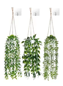 Hanging Fake Plants with Pot Set of 3 Artificial Hanging Plants for Bathroom ... - Picture 1 of 7