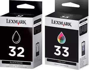 New Genuine Lexmark 32 33 2PK Ink Cartridges In Bags P Series P6350 P4330 P4350 - Picture 1 of 3