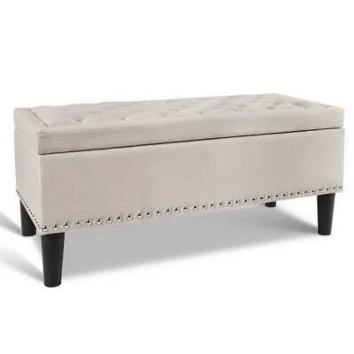 NNEDSZ Fabric Storage Ottoman - Taupe - Image 1 of 4