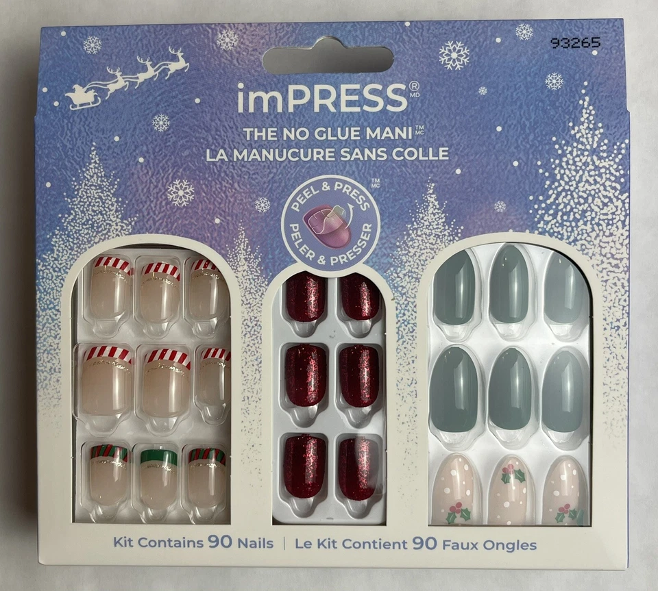 KISS imPRESS Press In Nails Holiday Gift Set 04 Medium No Glue Mani 90 Count
