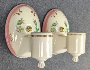Paar restaurierte Porzellan Wandlampen aus Porzellan, Art Deco & MCM, neu verkabelt, mit Beschlägen - Bild 1 von 11
