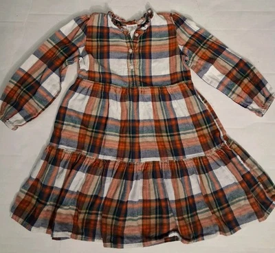 Vestido de franela de algodón para niña J. Crew Crewcuts Botón Cuello Niveles - Talla 6 Foto 1 de 4