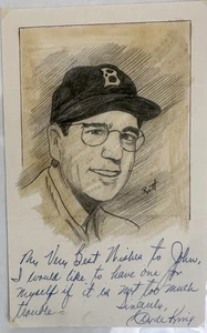 Clyde King signiert 5x8" Originalzeichnung JSA John Raitt Sammlung Brok Dodgers - Bild 1 von 3