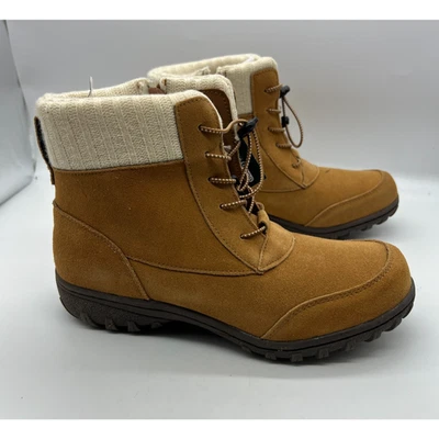 Sporto® Boho Water-Resistant Suede Lace-Up Ankle Boot - Camel 10 M - Image 1 of 4