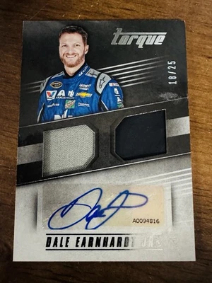 2016 Dale Earnhardt Jr Torque Racing Dual Patch Auto Autograph 18/25 RU Relics - Image 1 of 2