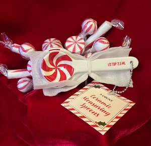 Ceramic Peppermint Measuring Spoons Set 3- New b2 - Picture 1 of 3