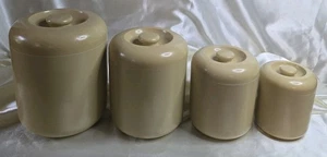 Vintage Beige Plastic Canister Set of 4  Retro Kitchen Storage Containers  - Picture 1 of 24