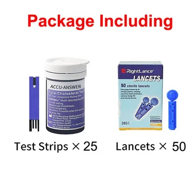 25Pcs LBM-01 TC01 Accu-nswer iSaw Blood Cholesterol Test Strips with Needles Kit - Image 1 of 4