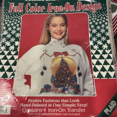 Утюжок передачи Рождественская елка винтажный никогда не б/у клетку - Изображение 1 из 4