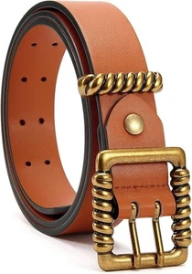 Cintura donna pelle PU marrone 1,2" bordo largo per adattarsi 40" nuova con scatola - Foto 1 di 3