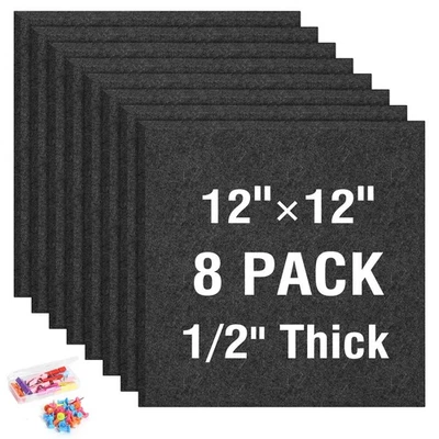 8 Pack Felt Cork Board Tiles, 12x12 Cork Bulletin Board Square Pin Board for ... - Image 1 of 4