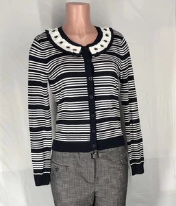 New/ Kasper Women Cardigan Bottoms Size M Cable Knit Open Front Blue - Picture 1 of 11