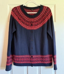 Talbots Fair Isle Damen-Cardigan mit Knopfleiste Pullover Lammwollmischung Large - Bild 1 von 4
