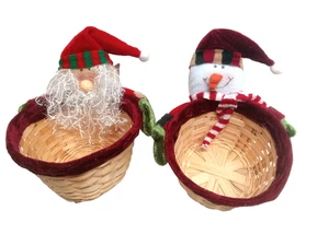 Christmas Candy Storage 5" Basket Decoration Santa Claus Snowman Design - Picture 1 of 6