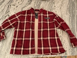Harley Davidson Red Plaid Flannel Sherpa Lined Shirt Jacket 2X 2XL - Picture 1 of 9