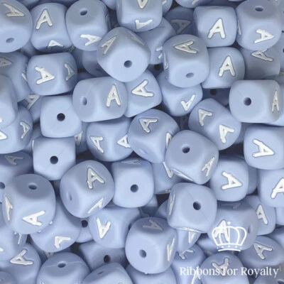 5 Pcs Baby Pale Blue Alphabet Letter Silicone Dummy Clip Beads Food Grade *UK* - Image 1 of 2