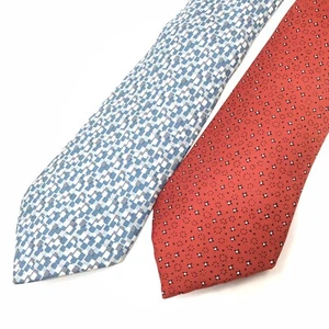 Authentic HERMES Tie Necktie Silk Red & Blue Set of 2 - Picture 1 of 12