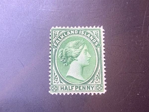 Falklandinsel Briefmarke QV 1/2d grün, SG 16 MLH, schönes Exemplar - Bild 1 von 1